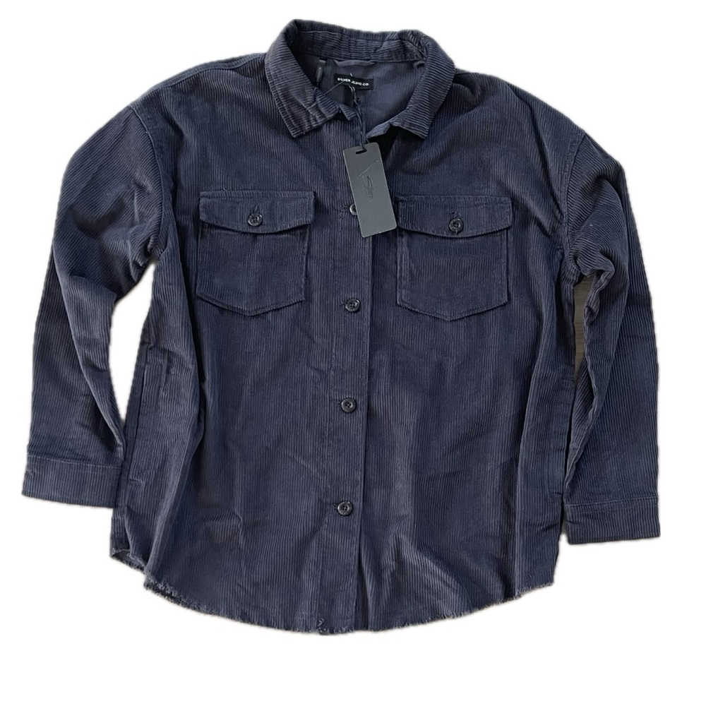 NWT-Sz.L-Boyfriend Fit Corduroy Shirt  with Pockets-Charcoal-Silver Jeans